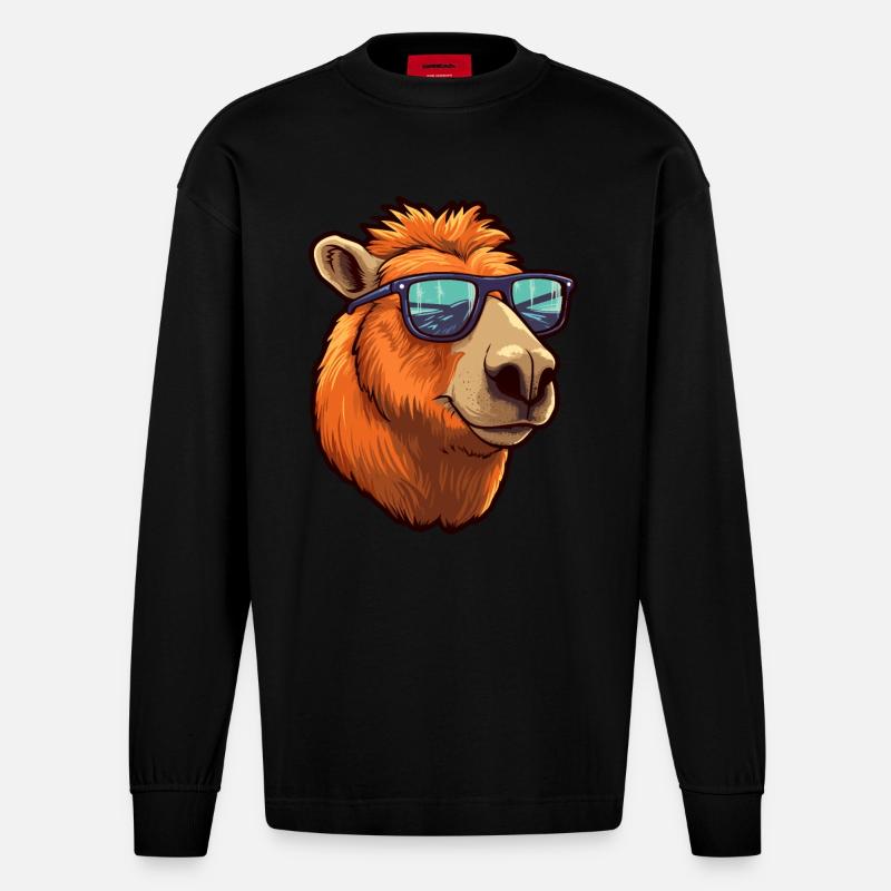 Capybara Sonnenbrille Cooles Capybara - Heavyweight Oversized Organic Langarmshirt Made in EU - SOLID BLACK