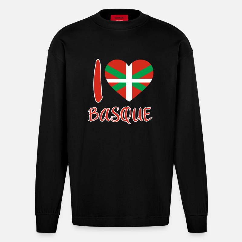 Baskenland Baskische Flagge - Heavyweight Oversized Organic Langarmshirt Made in EU - SOLID BLACK