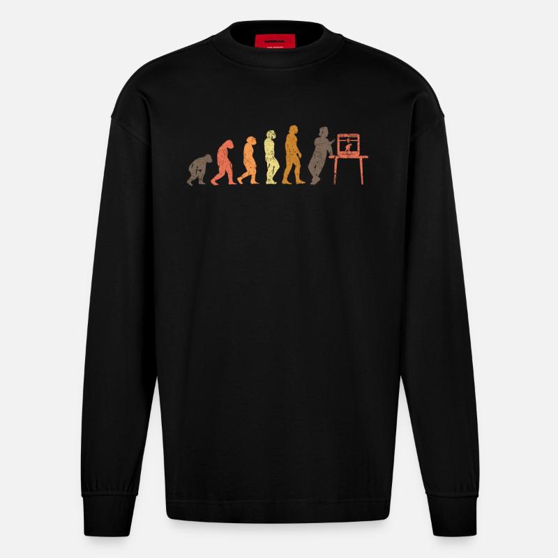 Imprimante 3D Evolution Imprimante 3D Rétro - Manches longues bio épais oversize fabriqué en UE - SOLID BLACK