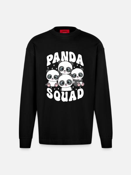 Panda Squad - Heavyweight Oversized Organic Longsleeve Shirt Made in EU - SOLID BLACK