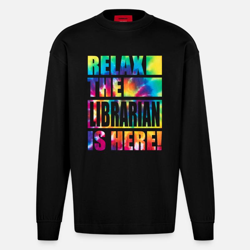 Librarian Lustiger Spruch - Heavyweight Oversized Organic Langarmshirt Made in EU - SOLID BLACK