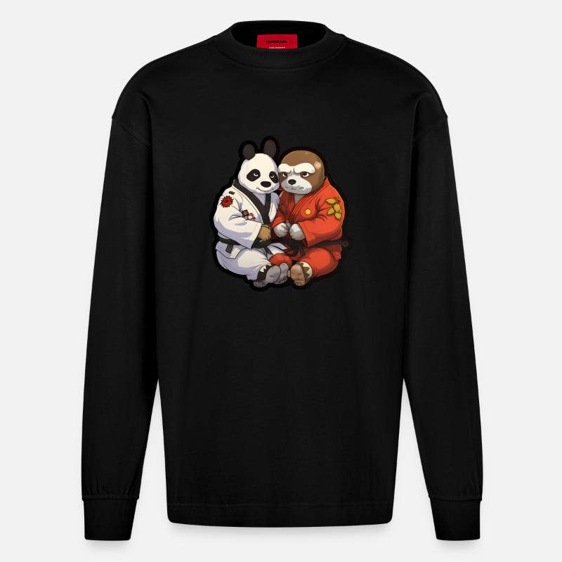 Équipe de Jiu Jitsu - Manches longues bio épais oversize fabriqué en UE - SOLID BLACK