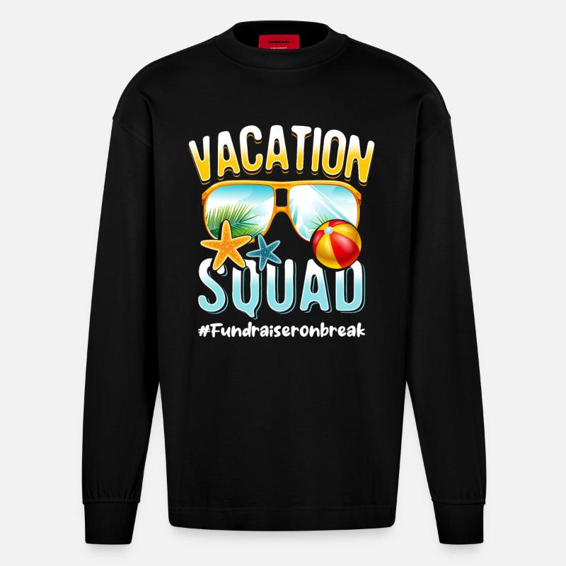 Fundraiser Vacation Squad #Fundraiseronbreak - Heavyweight Oversized Organic Longsleeve Shirt Made in EU - SOLID BLACK