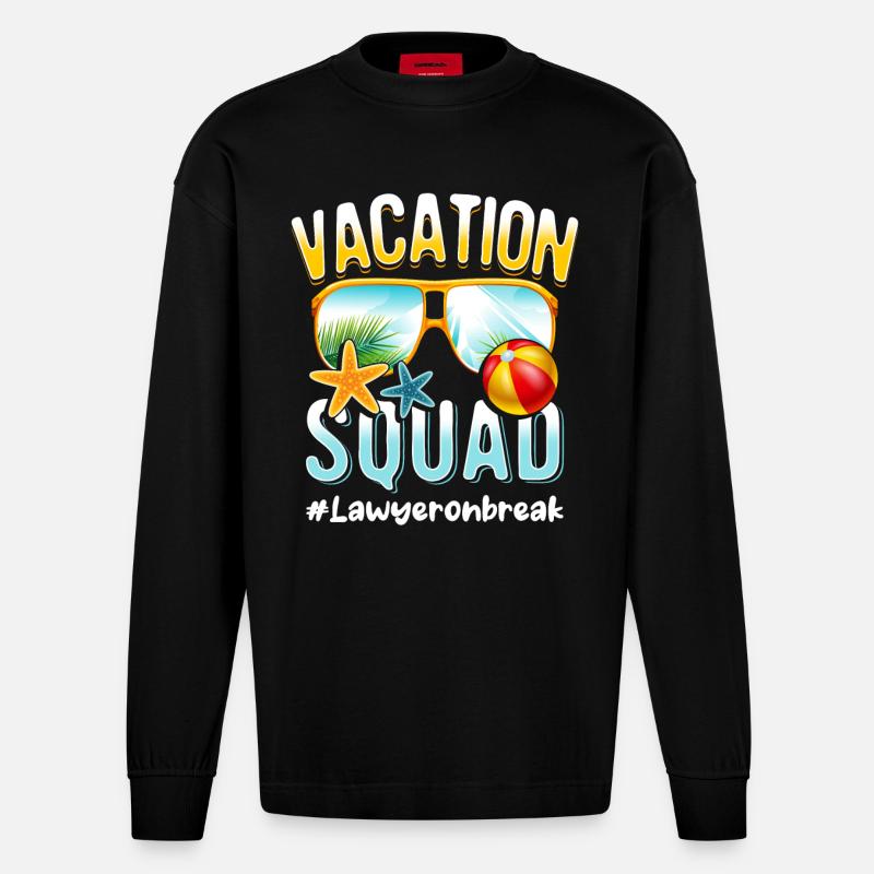 Escouade de vacances d’avocats #Lawyeronbreak - Manches longues bio épais oversize fabriqué en UE - SOLID BLACK
