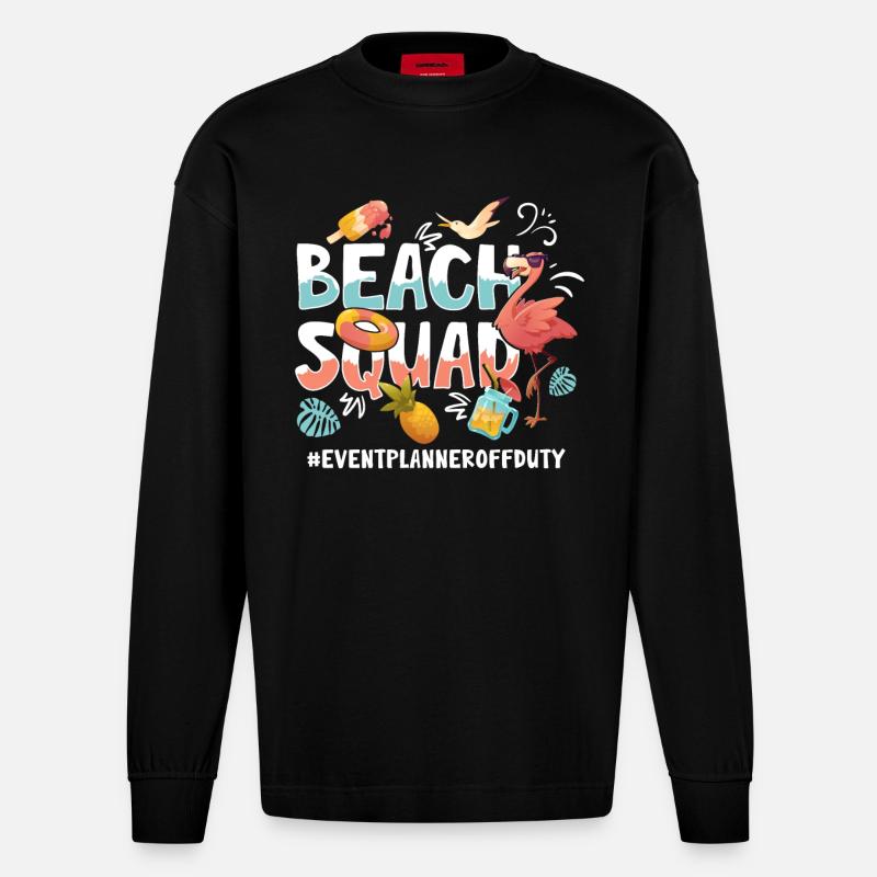 Eventplanner Vacation Beach Group - Heavyweight Oversized Organic Longsleeve Shirt Made in EU - SOLID BLACK