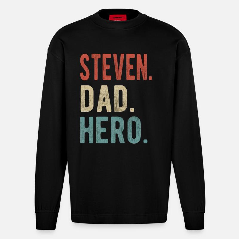 Steven Dad Held - Heavyweight Oversized Organic Langarmshirt Made in EU - SOLID BLACK