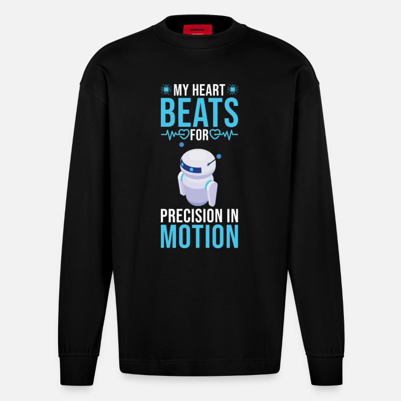 Robotics Engineer Robot Robotics technician - Heavyweight Oversized Organic Longsleeve Shirt Made in EU - SOLID BLACK