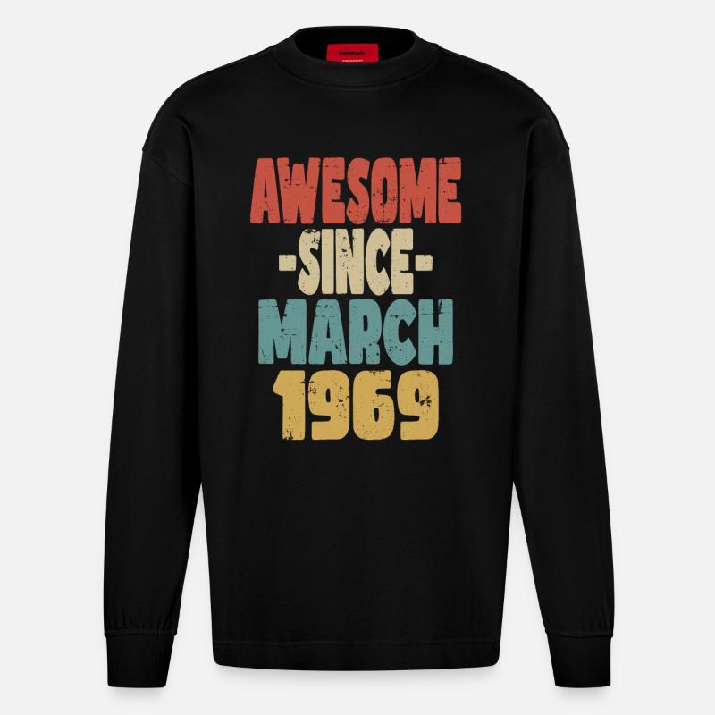 Génial mars 1969 - Manches longues bio épais oversize fabriqué en UE - SOLID BLACK