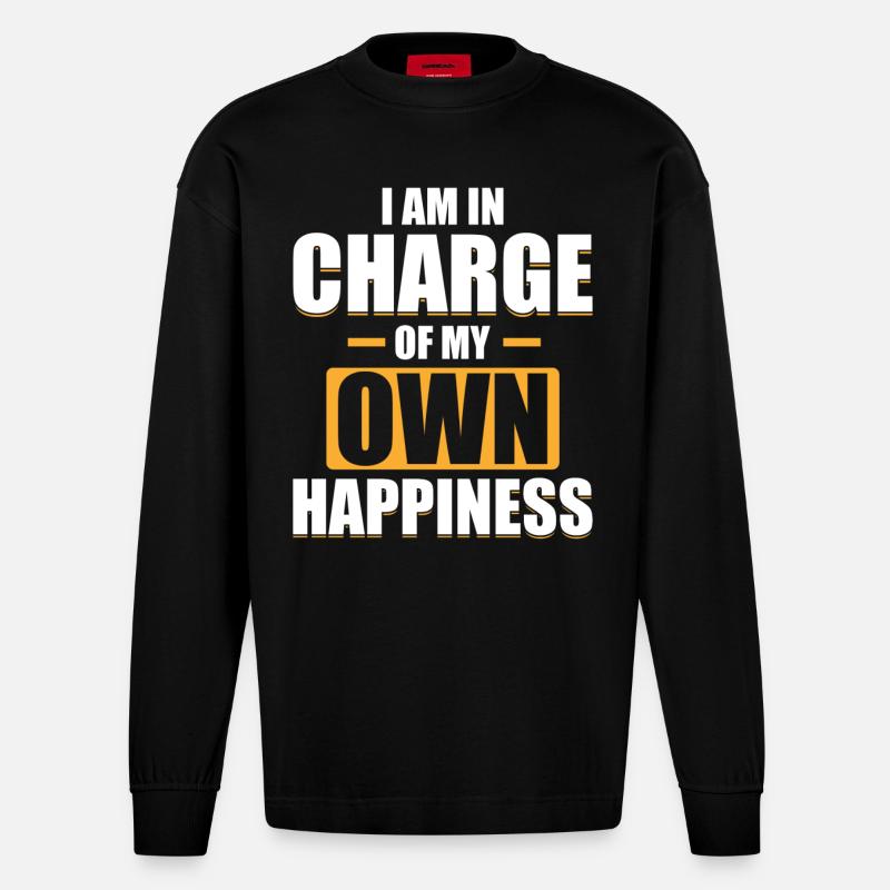Citations inspirantes d’affirmations positives - Manches longues bio épais oversize fabriqué en UE - SOLID BLACK