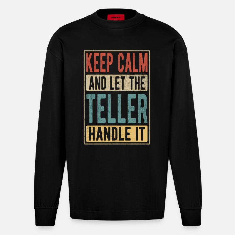 Teller Retro Gift - Heavyweight Oversized Organic Longsleeve Shirt Made in EU - SOLID BLACK