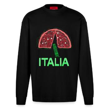 Italia Pizza Pisa - Heavyweight Oversized Organic Longsleeve Shirt Made in EU - SOLID BLACK - Front