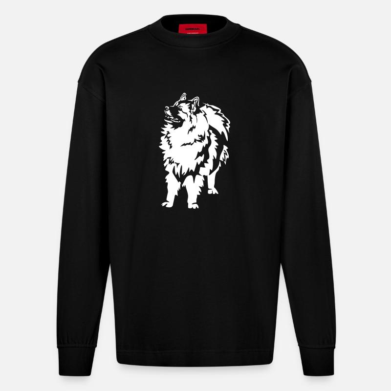 Wolfsspitz "Black Edition" - Heavyweight Oversized Organic Langarmshirt Made in EU - SOLID BLACK