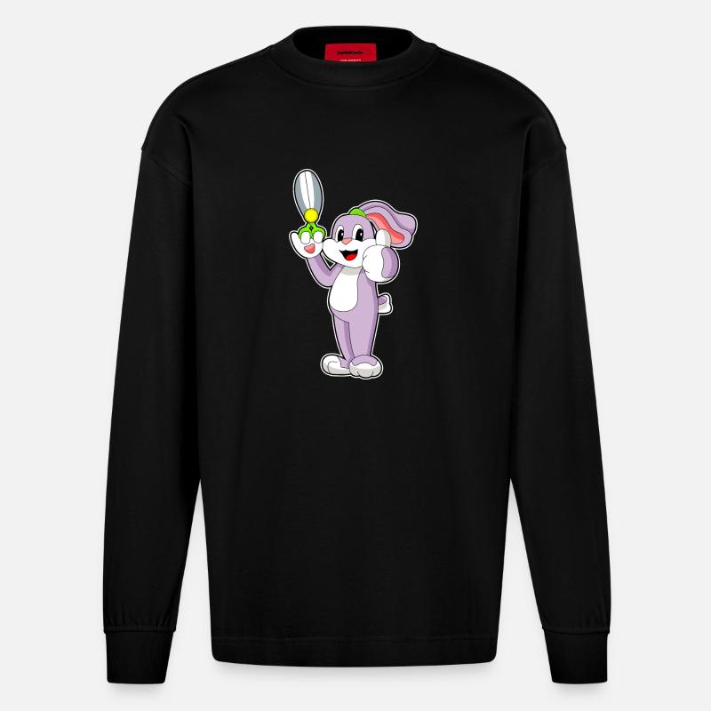 Ciseaux de coiffeur lapin - Manches longues bio épais oversize fabriqué en UE - SOLID BLACK