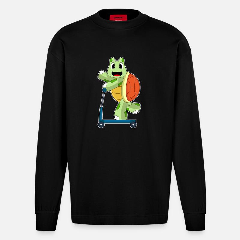 Turtle Roller - Manches longues bio épais oversize fabriqué en UE - SOLID BLACK