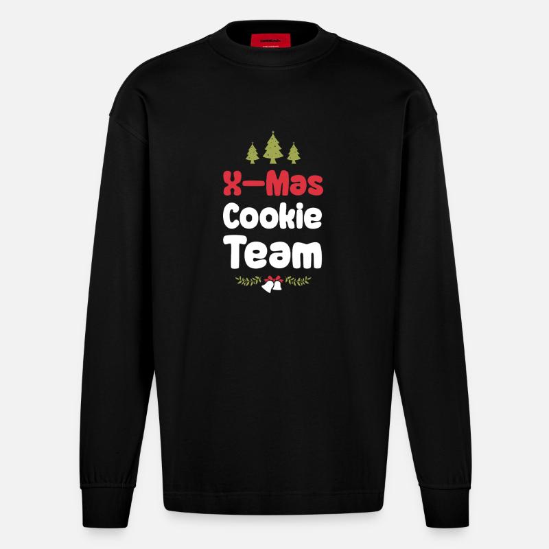 L’équipe des biscuits de Noël - Manches longues bio épais oversize fabriqué en UE - SOLID BLACK