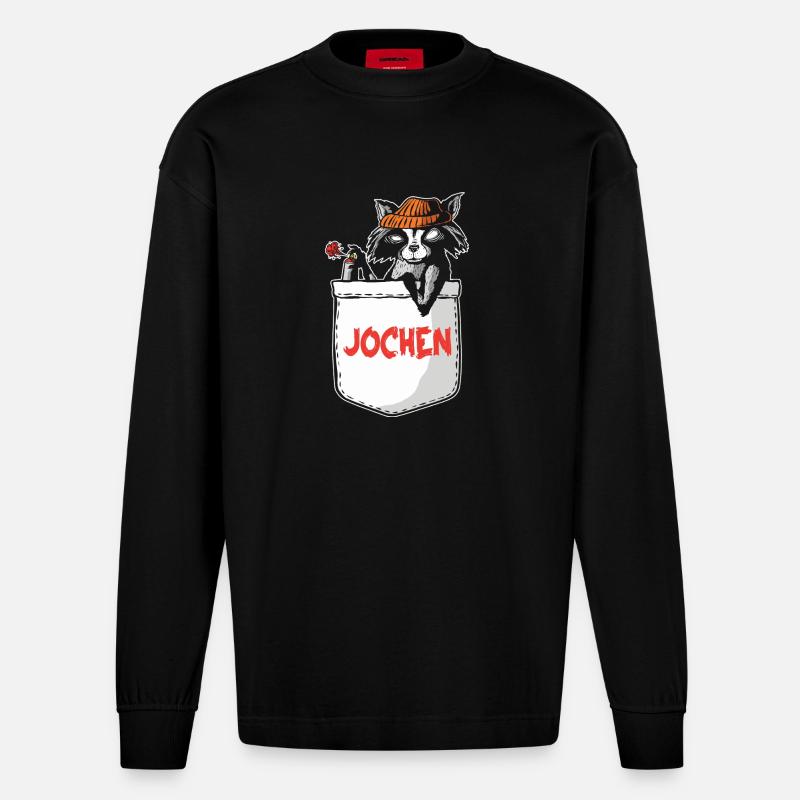 raton laveur Jochen - Manches longues bio épais oversize fabriqué en UE - SOLID BLACK