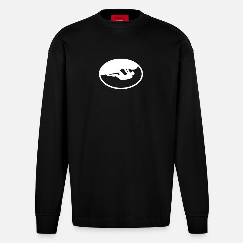 Outdoor Boulderer - Heavyweight Oversized Organic Langarmshirt Made in EU - SOLID BLACK