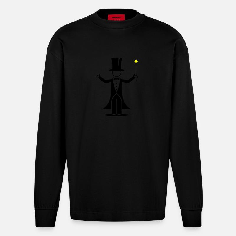 Zauberer Design - Heavyweight Oversized Organic Langarmshirt Made in EU - SOLID BLACK