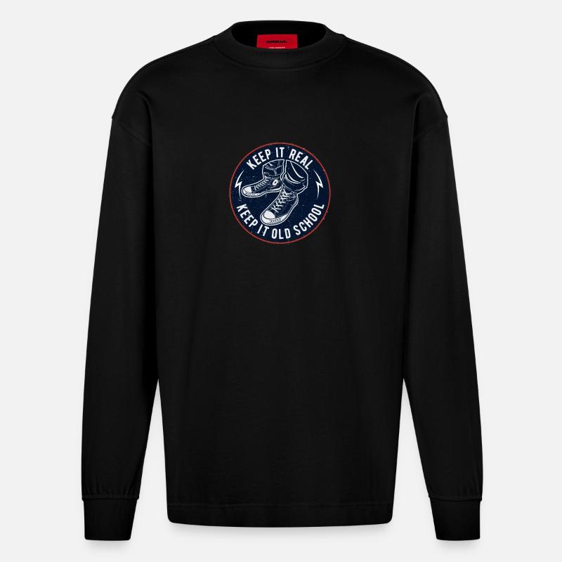 Keep It Oldschool - Heavyweight Oversized Organic Langarmshirt Made in EU - SOLID BLACK
