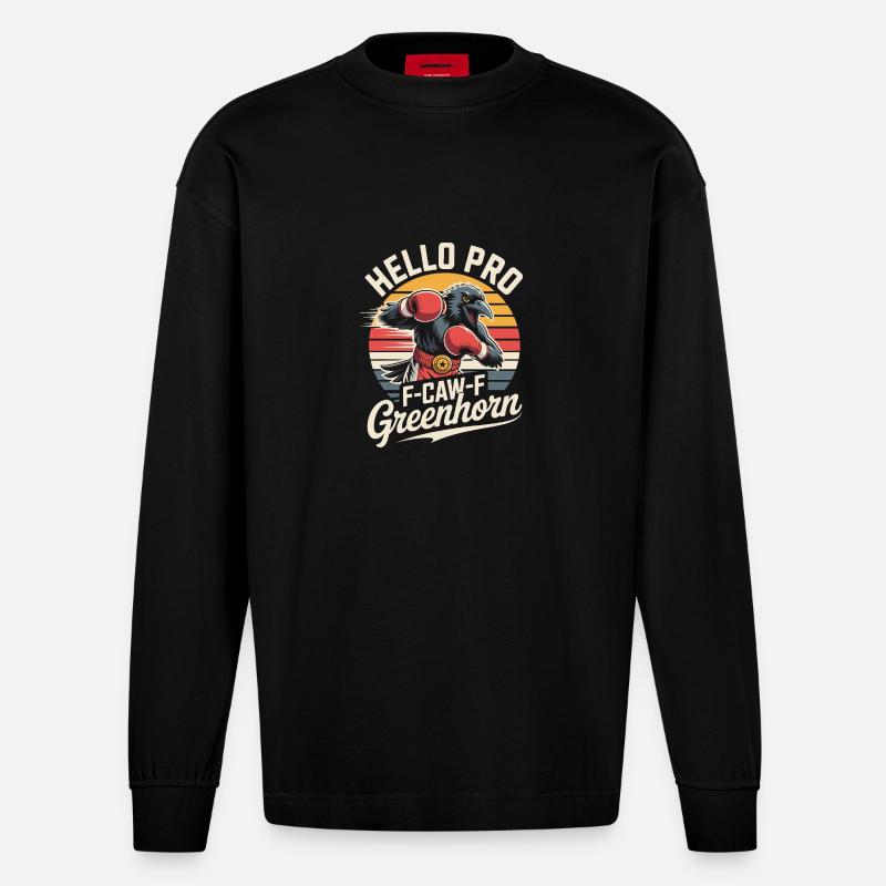 Boxer Krähe - Heavyweight Oversized Organic Langarmshirt Made in EU - SOLID BLACK