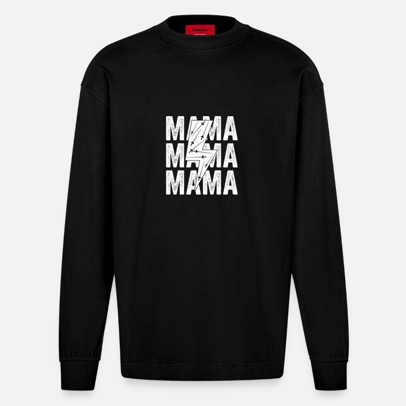 Fechter Mama Mutter Fechten - Heavyweight Oversized Organic Langarmshirt Made in EU - SOLID BLACK