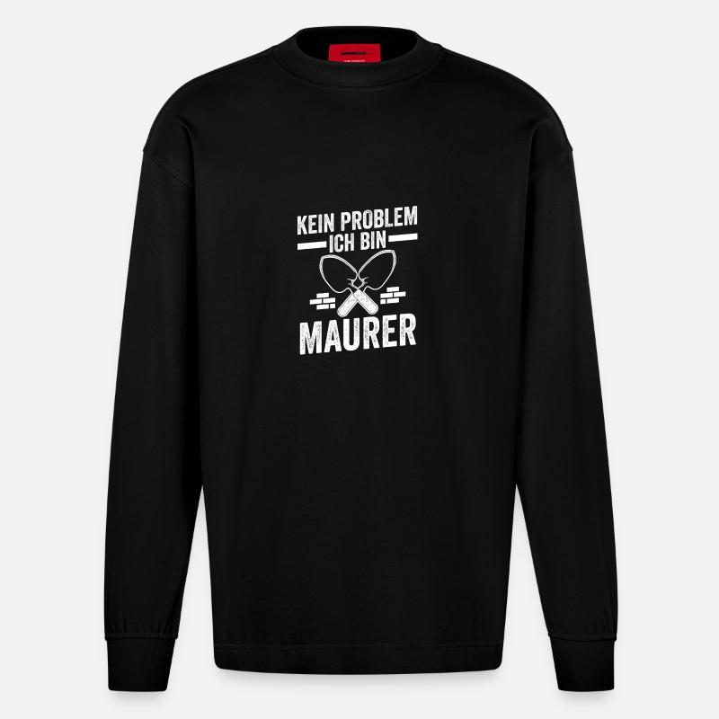 Master Bricklayer Journeyman Bricklayer - Heavyweight Oversized Organic Longsleeve Shirt Made in EU - SOLID BLACK