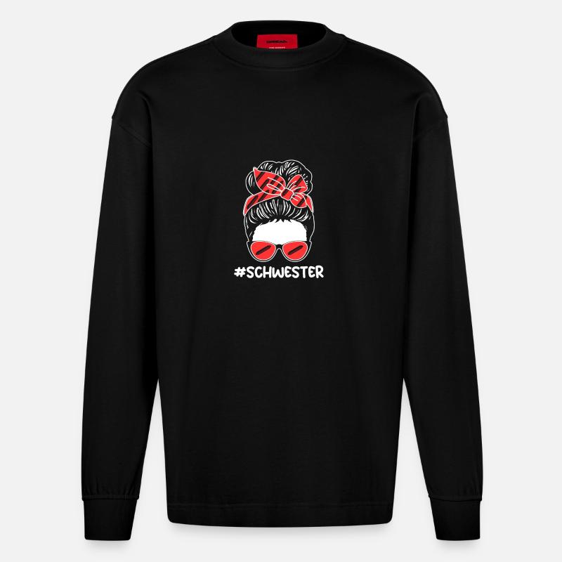 Harmonica Sister Harmonica - Heavyweight Oversized Organic Longsleeve Shirt Made in EU - SOLID BLACK