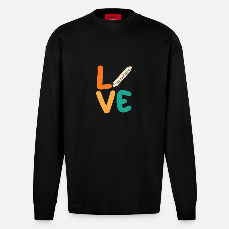 Harmonica Harmonica - Manches longues bio épais oversize fabriqué en UE - SOLID BLACK