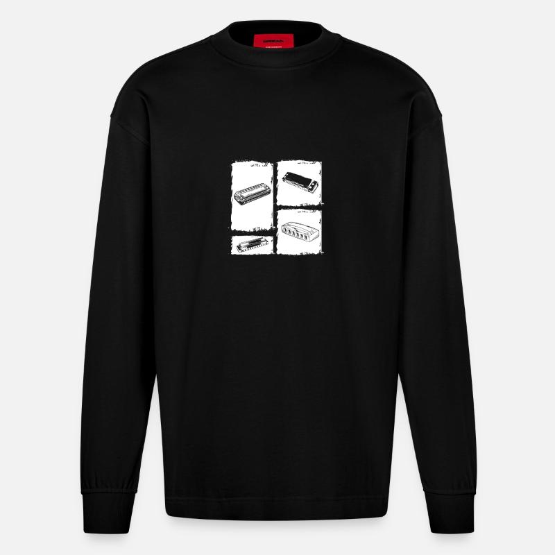 Harmonica Harmonica - Manches longues bio épais oversize fabriqué en UE - SOLID BLACK