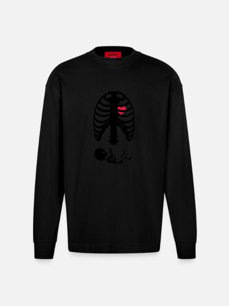 Squelette de grossesse - Manches longues bio épais oversize fabriqué en UE - SOLID BLACK