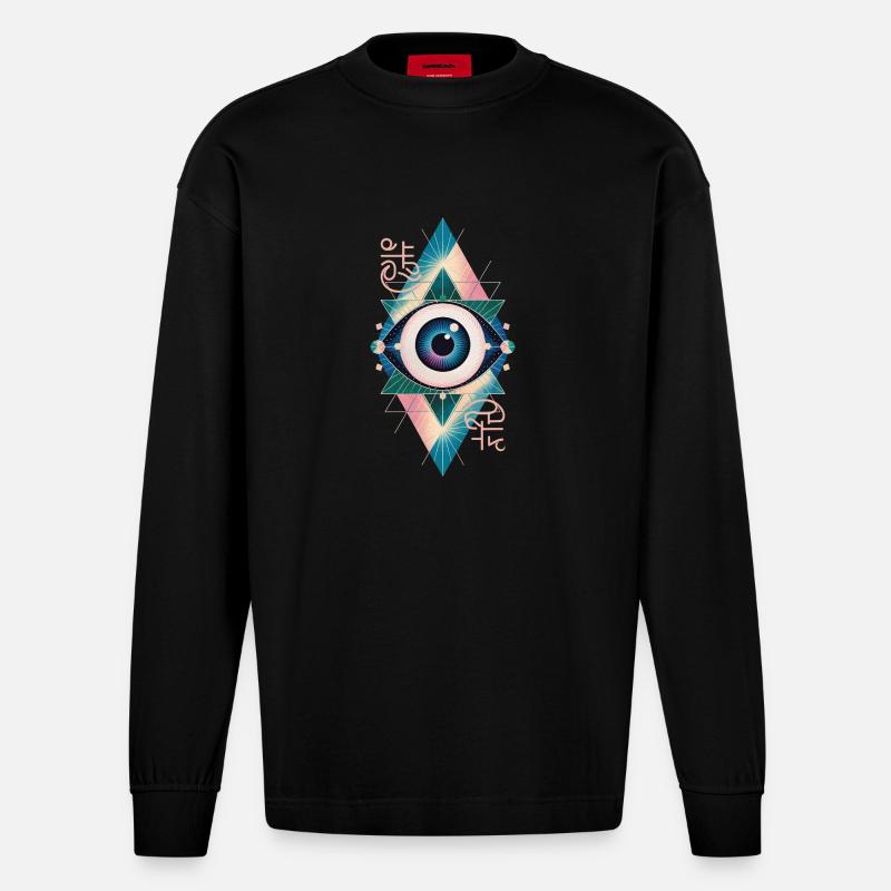 Magic Eye - Stunning Spiritual Quote - Heavyweight Oversized Organic Longsleeve Shirt Made in EU - SOLID BLACK