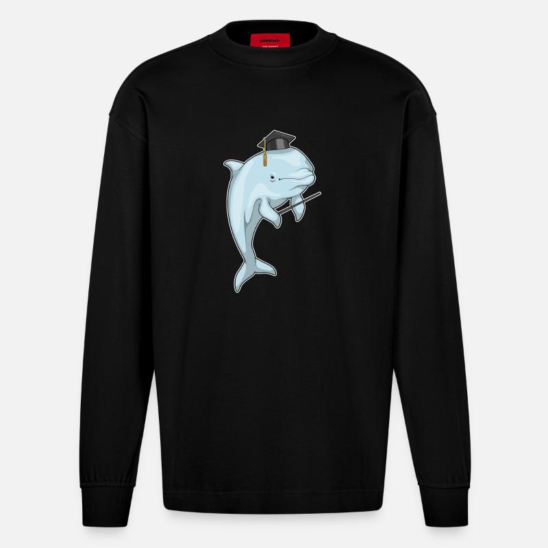Cylindre du professeur Delfin - Manches longues bio épais oversize fabriqué en UE - SOLID BLACK