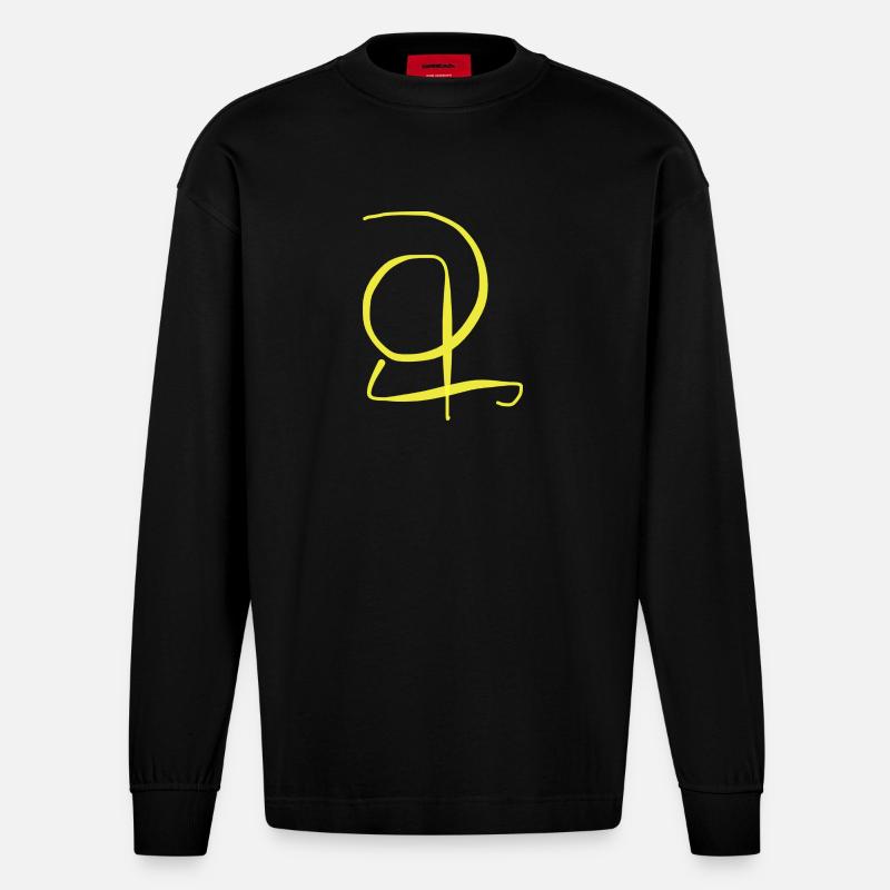 Drôle de lettre A - Manches longues bio épais oversize fabriqué en UE - SOLID BLACK
