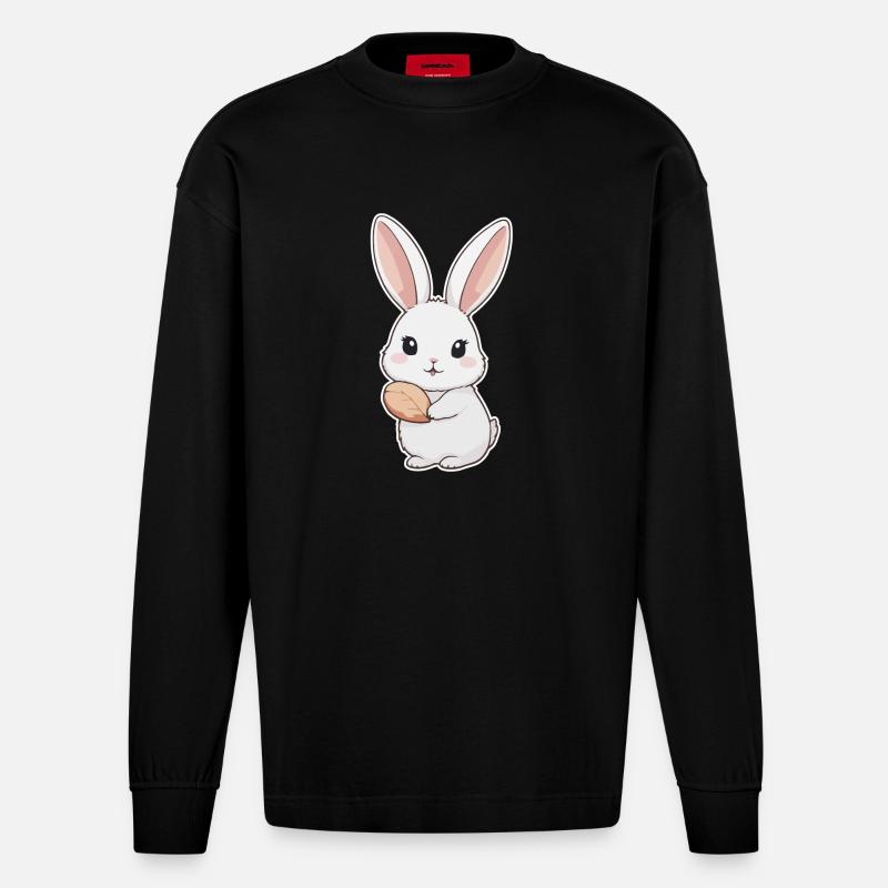 Bunny, Rabbit, Easter Bunny - Heavyweight Oversized Organic Longsleeve Shirt Made in EU - SOLID BLACK