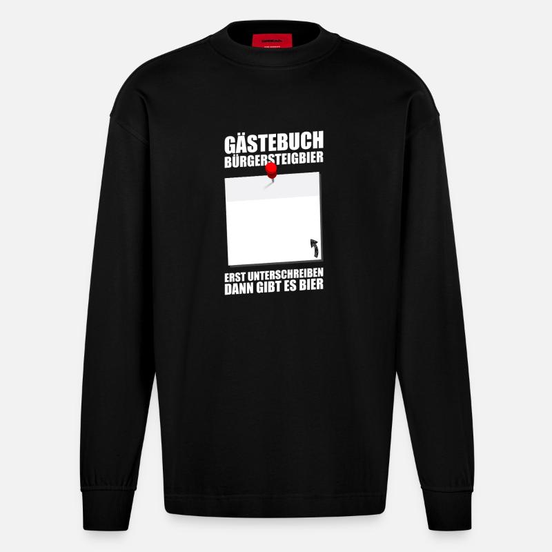 Gästebuch Bürgersteigbier Ortskontrollfahrt OKF - Heavyweight Oversized Organic Langarmshirt Made in EU - SOLID BLACK