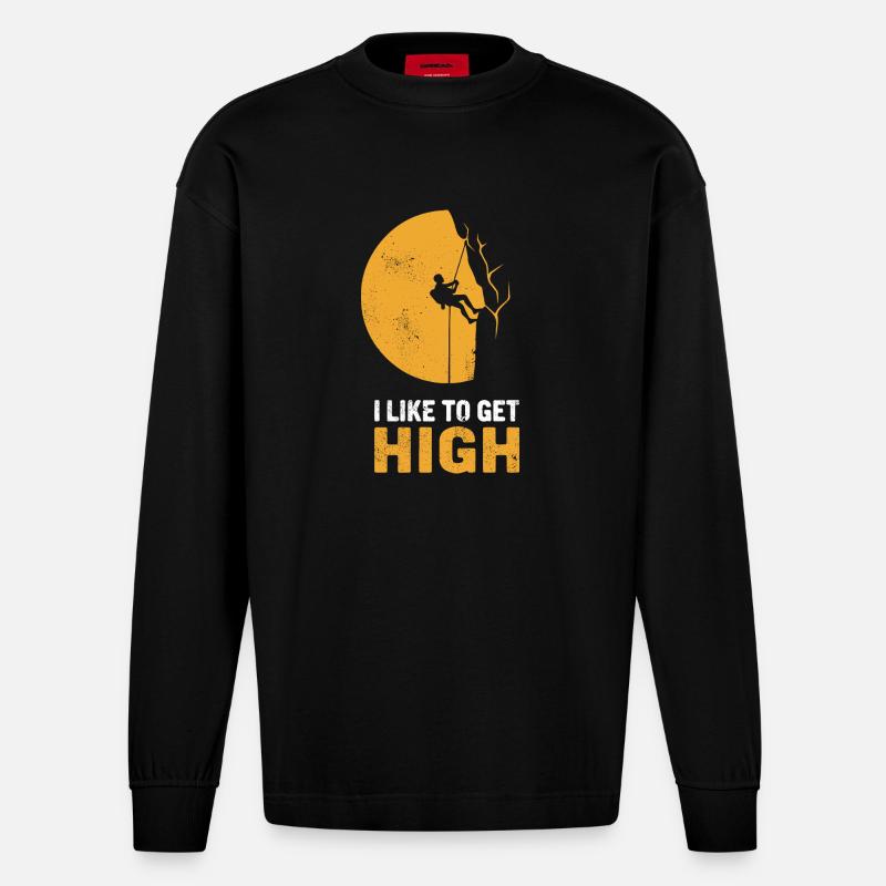 Mondschein-Kletterer Silhouette - Heavyweight Oversized Organic Langarmshirt Made in EU - SOLID BLACK