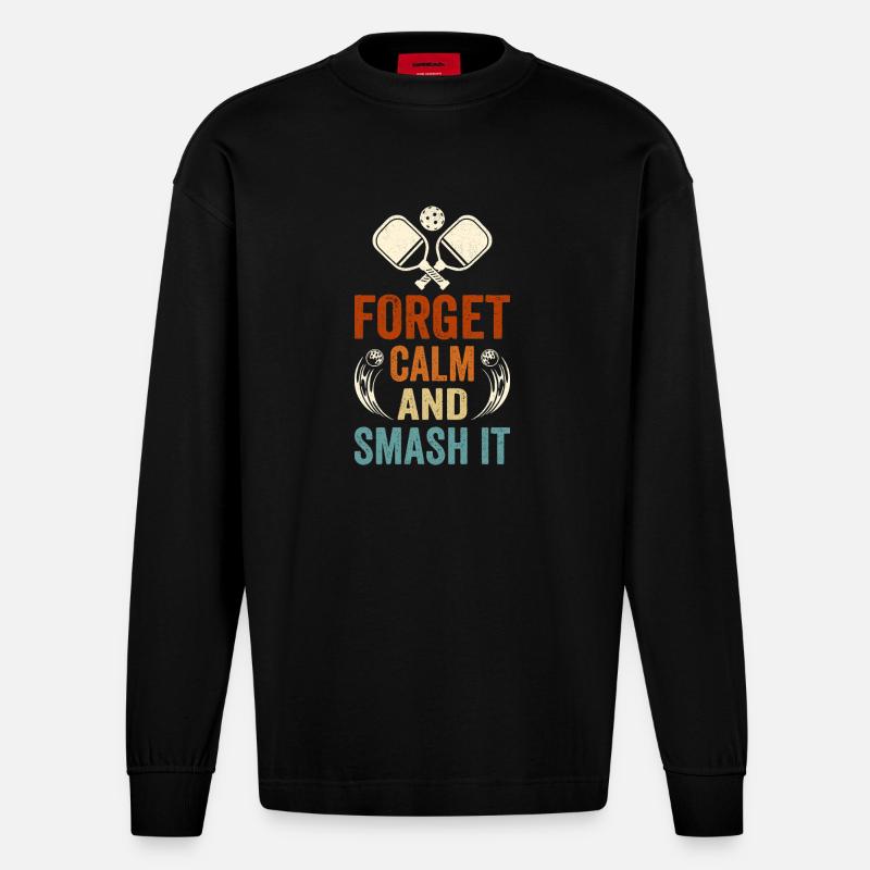 Forget Calm and Smash It - Heavyweight Oversized Organic Langarmshirt Made in EU - SOLID BLACK