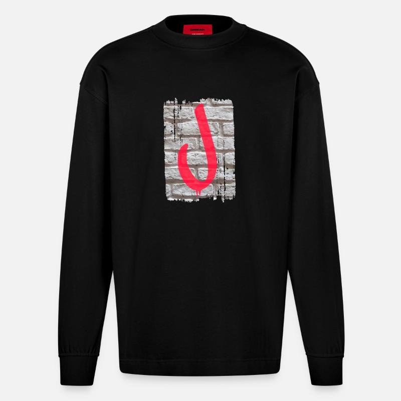mauer j - Heavyweight Oversized Organic Langarmshirt Made in EU - SOLID BLACK