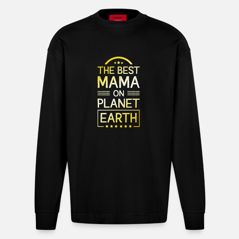 Beste Mama Spruch Mutter Mom - Heavyweight Oversized Organic Langarmshirt Made in EU - SOLID BLACK