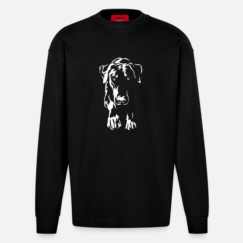 Dobermann "Black Edition" - Heavyweight Oversized Organic Langarmshirt Made in EU - SOLID BLACK