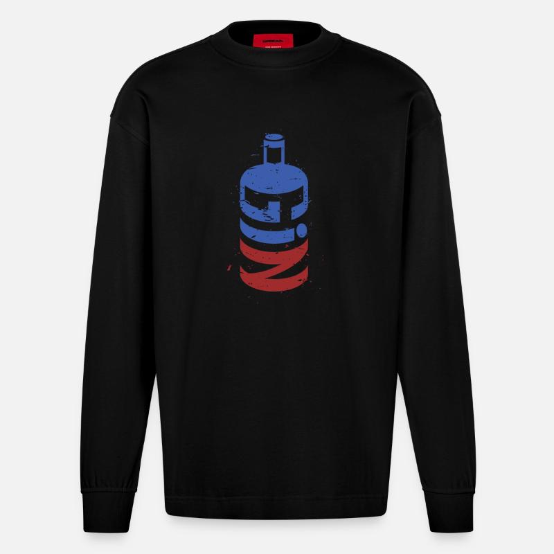 GIN in a BOTTLE - Heavyweight Oversized Organic Langarmshirt Made in EU - SOLID BLACK