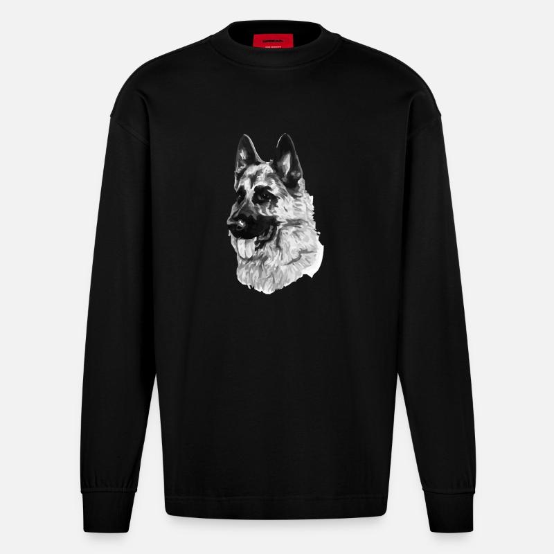 Schäferhund - Heavyweight Oversized Organic Langarmshirt Made in EU - SOLID BLACK