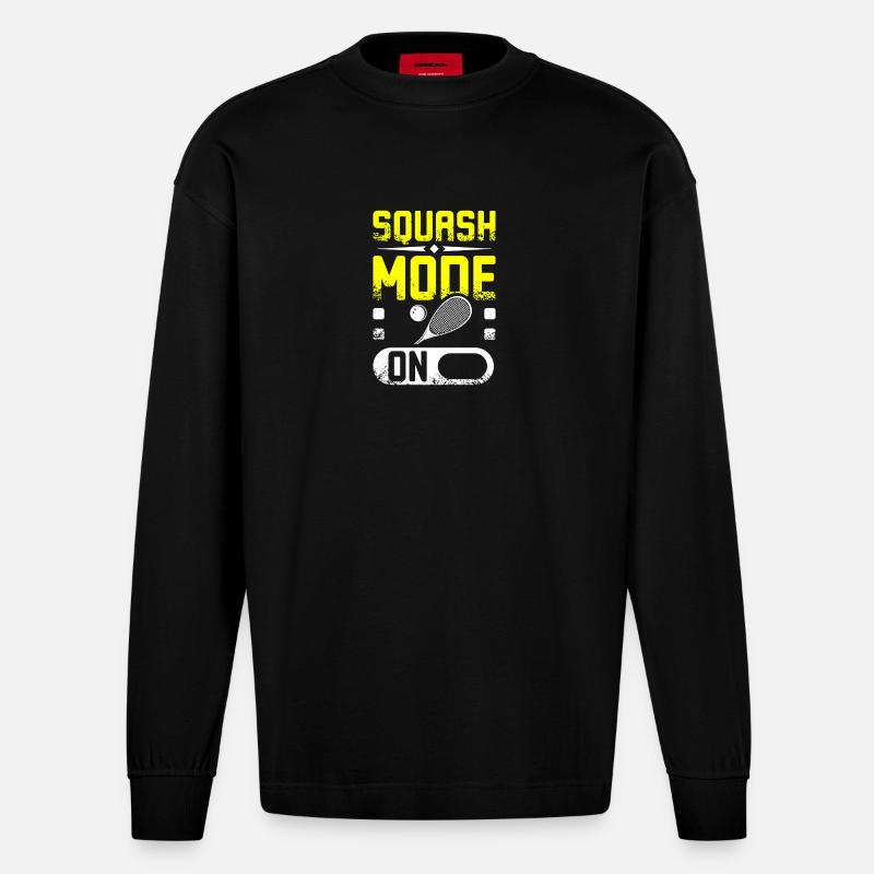 Squash mode on - Heavyweight Oversized Organic Langarmshirt Made in EU - SOLID BLACK