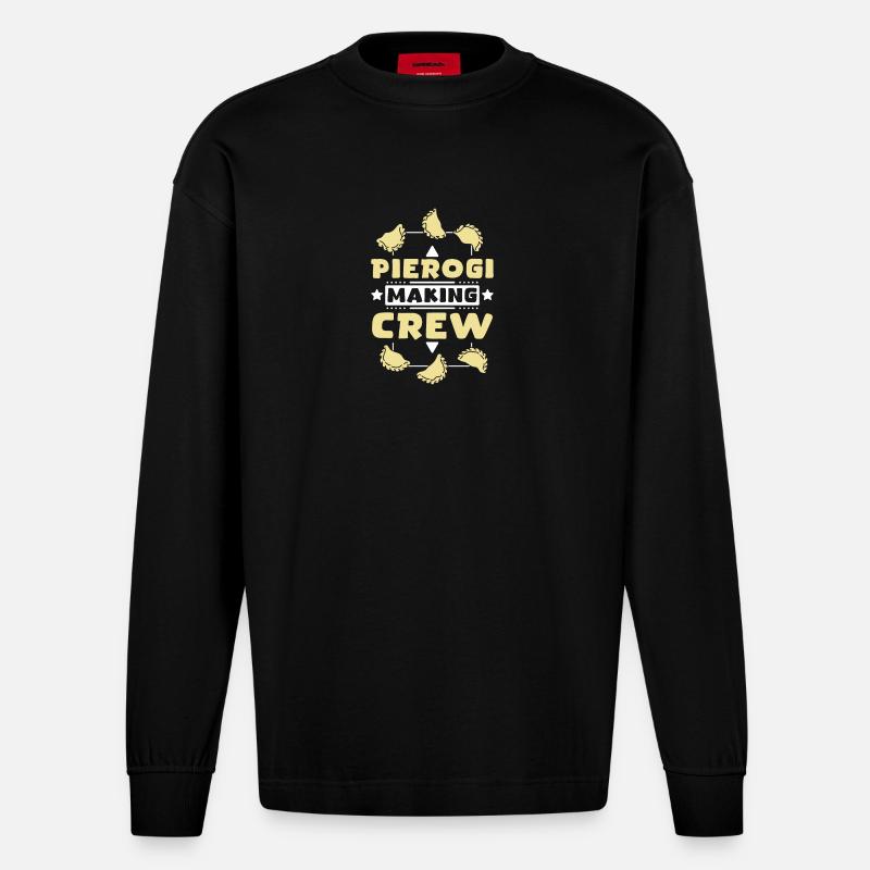 Pierogi making crew - Heavyweight Oversized Organic Langarmshirt Made in EU - SOLID BLACK