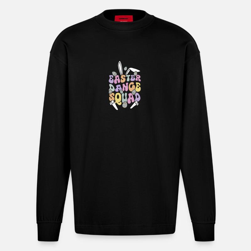 Easter dance squad Easter Day - Heavyweight Oversized Organic Langarmshirt Made in EU - SOLID BLACK