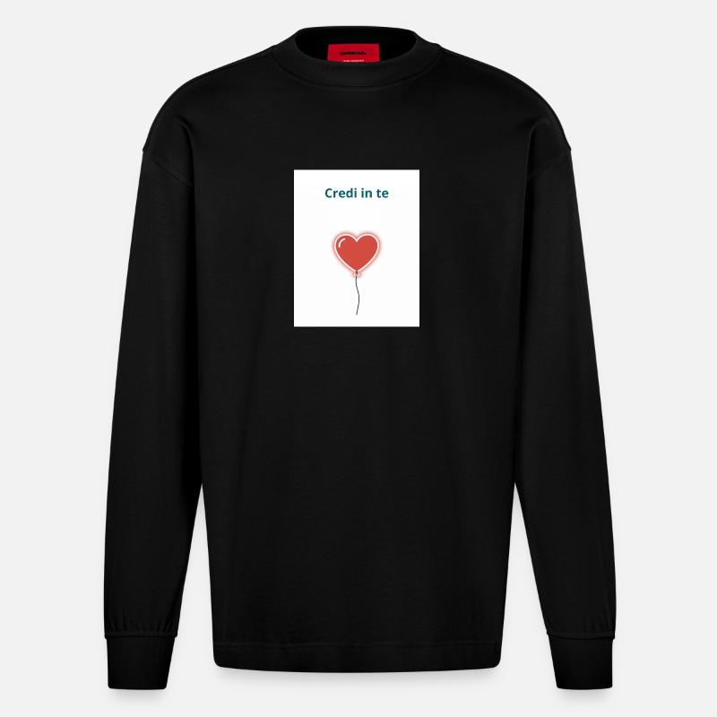 Glaube an dich selbst - Heavyweight Oversized Organic Langarmshirt Made in EU - SOLID BLACK