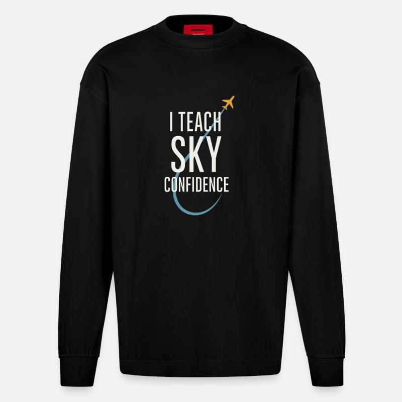 Fluglehrer Cfi Pilot Luftfahrtlehrer - Heavyweight Oversized Organic Langarmshirt Made in EU - SOLID BLACK
