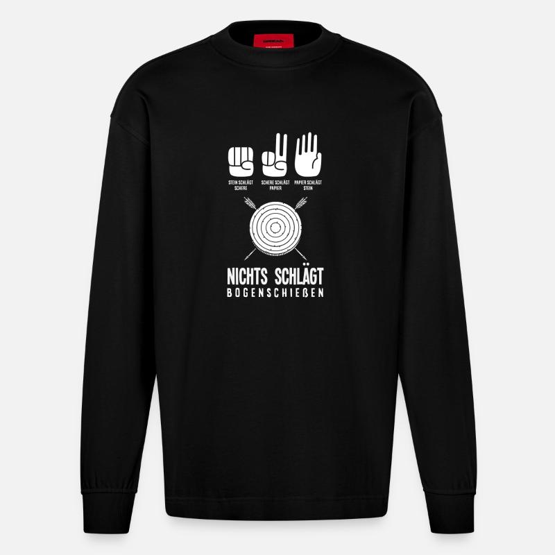 Ich gehe Bogenschießen - Heavyweight Oversized Organic Langarmshirt Made in EU - SOLID BLACK