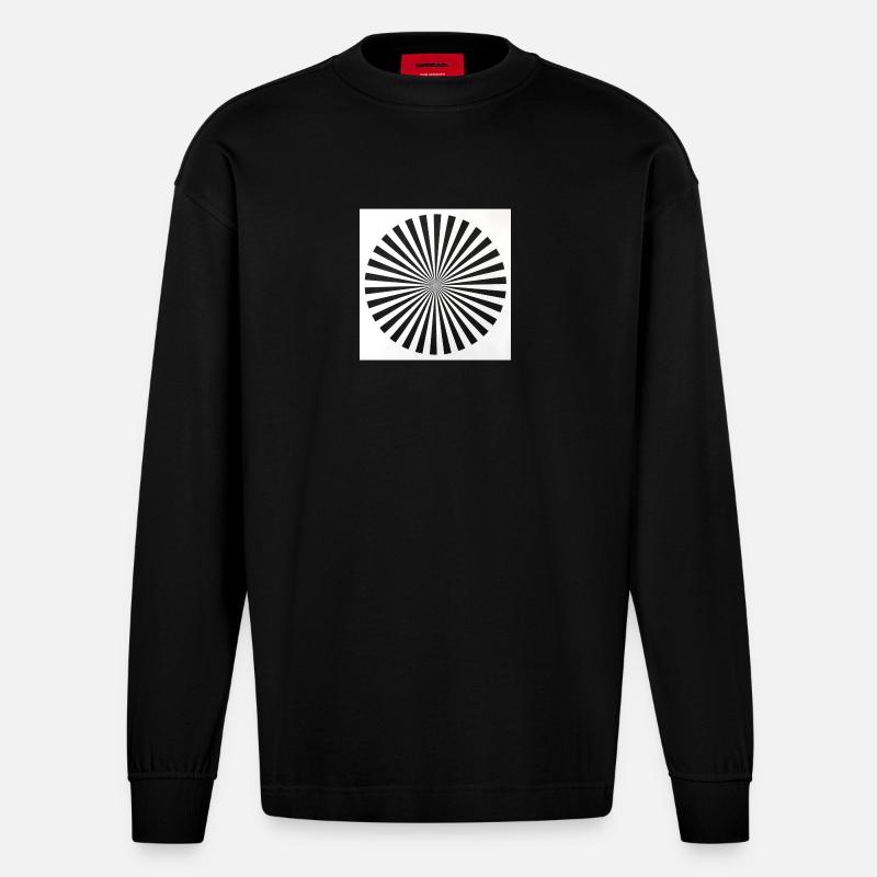 Radiale Optische Täuschung - Heavyweight Oversized Organic Langarmshirt Made in EU - SOLID BLACK