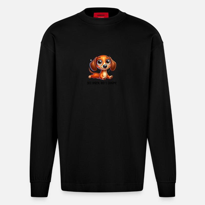 Dackel mit Spruch - Heavyweight Oversized Organic Langarmshirt Made in EU - SOLID BLACK